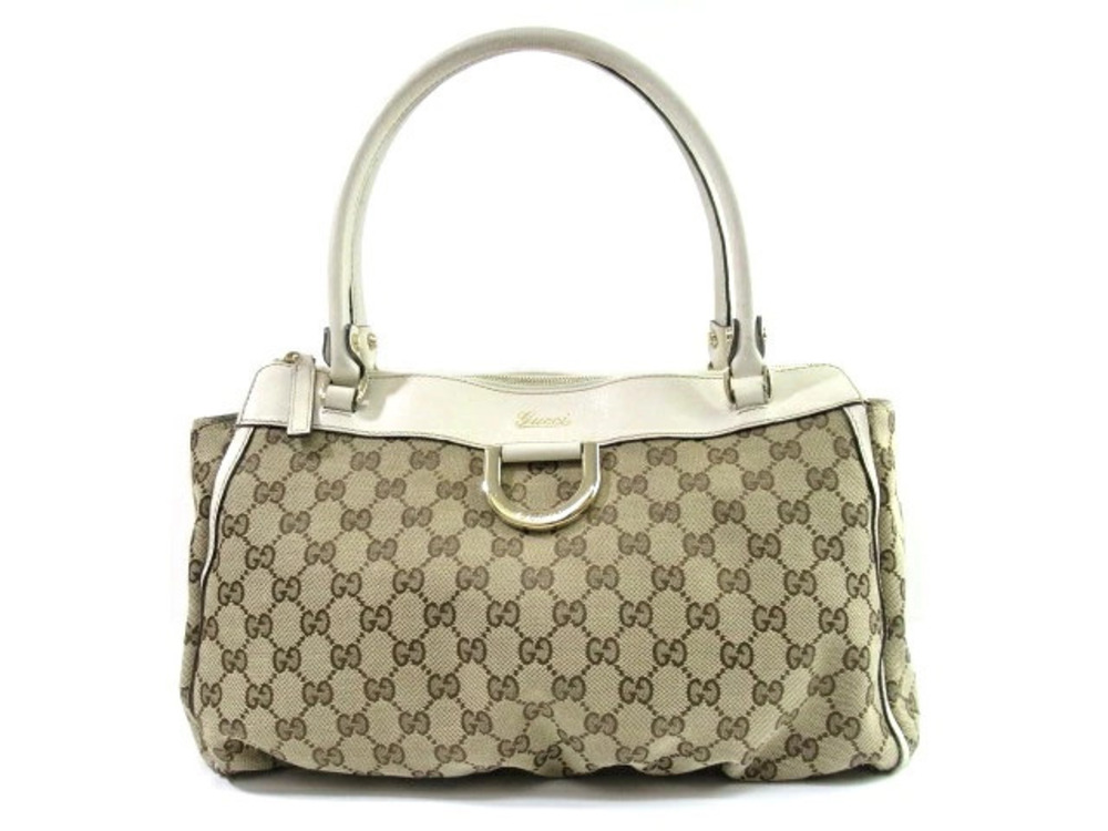 Gucci bag shoulder tote GG canvas calfskin Beige Cream white